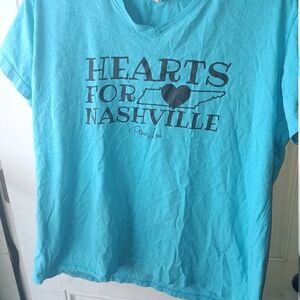 Womens "Hearts for Nashville" Teal Short-Sleeve Tee